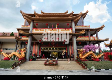 Johor, Malaysia - Feb 8, 2019: A grand scenic traditional colourful chinese dragon temple in Yong Peng, Johor Malaysia - World`s largest and longest d Stock Photo